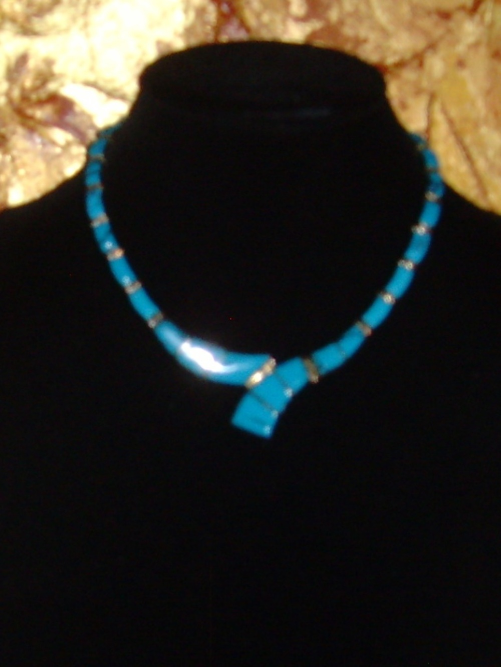 Sterling Silver 925 and Faux Turquoise Necklace - Picture 7 of 13